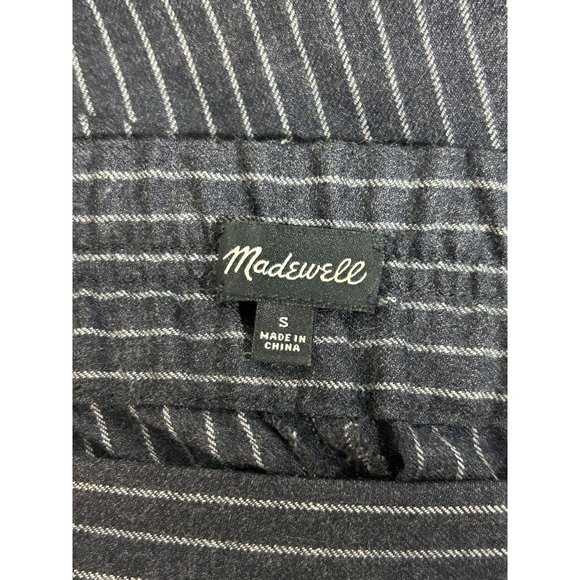 Madewell Bryant Wool Wide-Leg Gemma Stripe Pants in Navy - Sz S - Picture 7 of 9